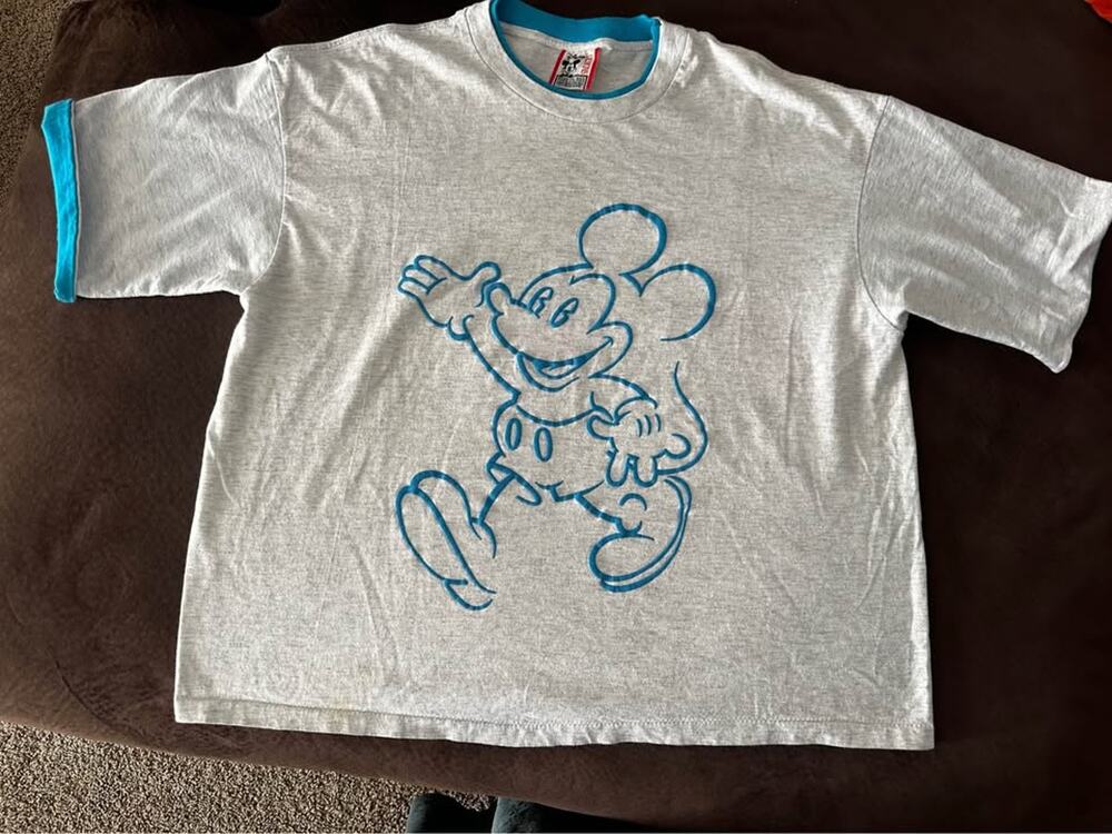 Vintage 80s/90s Mickey Mouse Ringer T-Shirt – Made in USA – (OSFA- reads as XL)